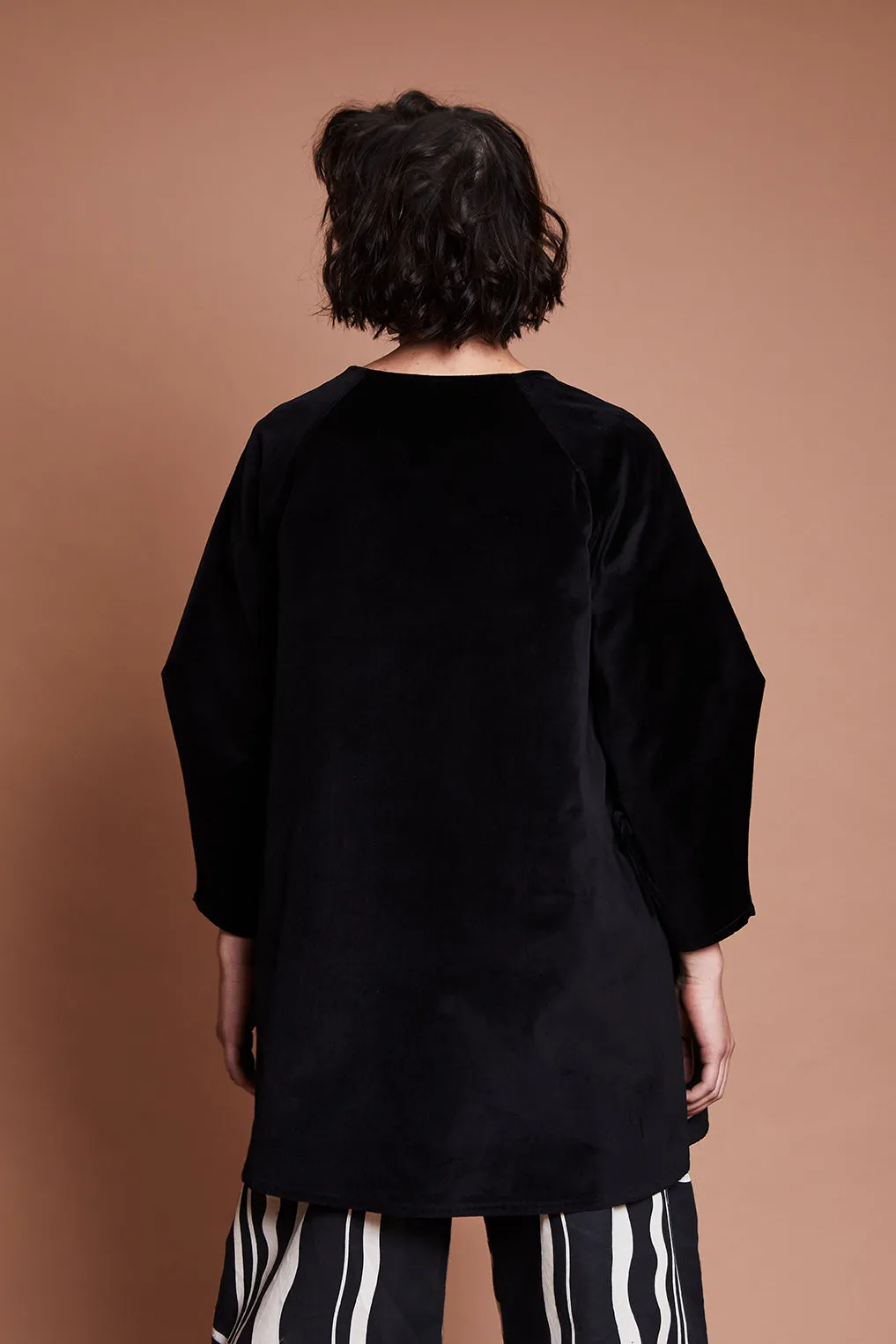 • SAMPLE • VELVET JACKET, CONVERTIBLE [ Black, Cotton ]