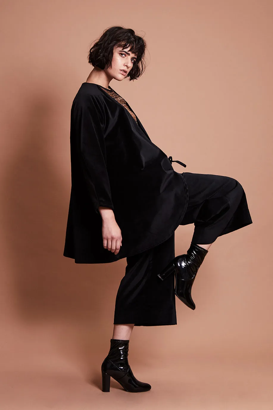• SAMPLE • VELVET JACKET, CONVERTIBLE [ Black, Cotton ]