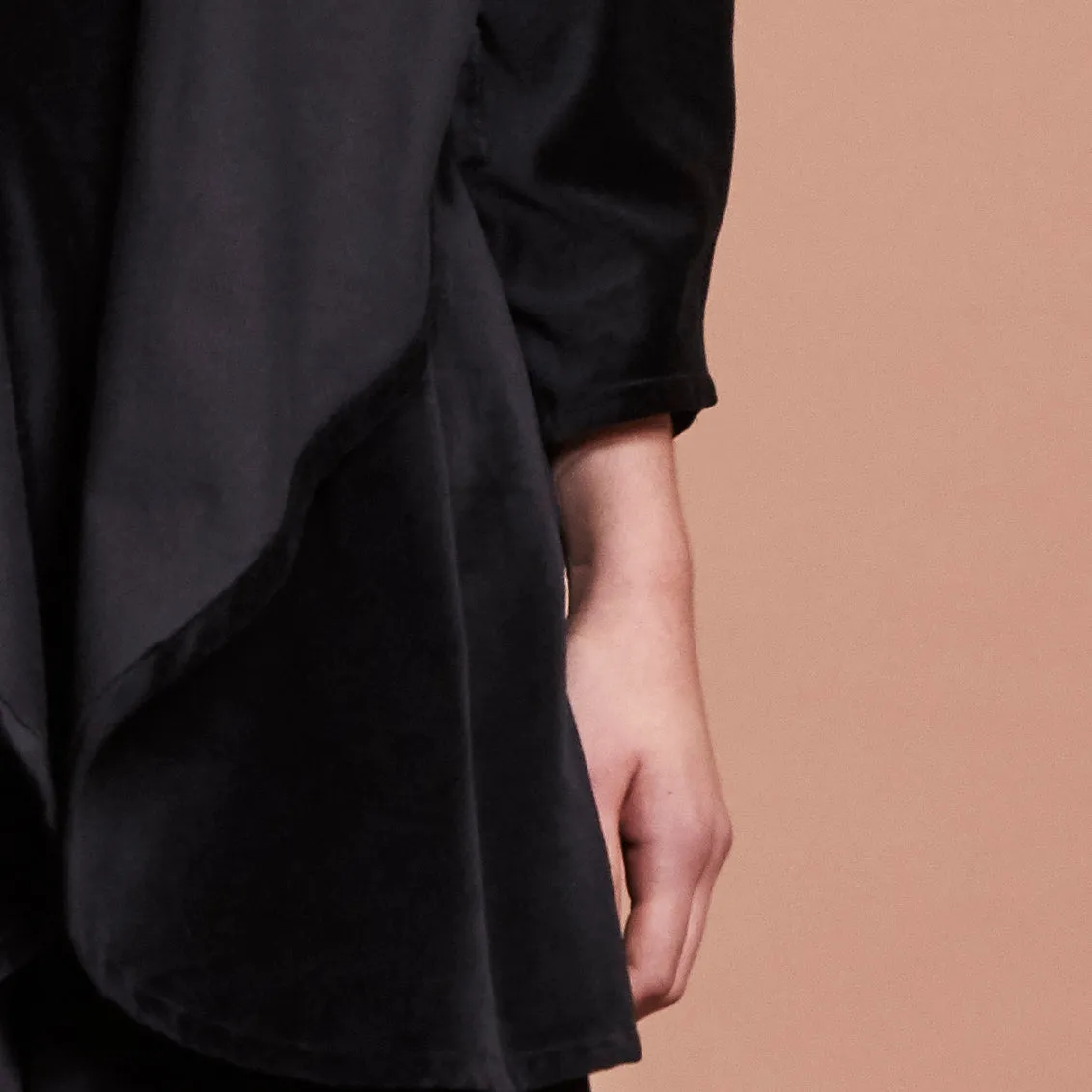 • SAMPLE • VELVET JACKET, CONVERTIBLE [ Black, Cotton ]