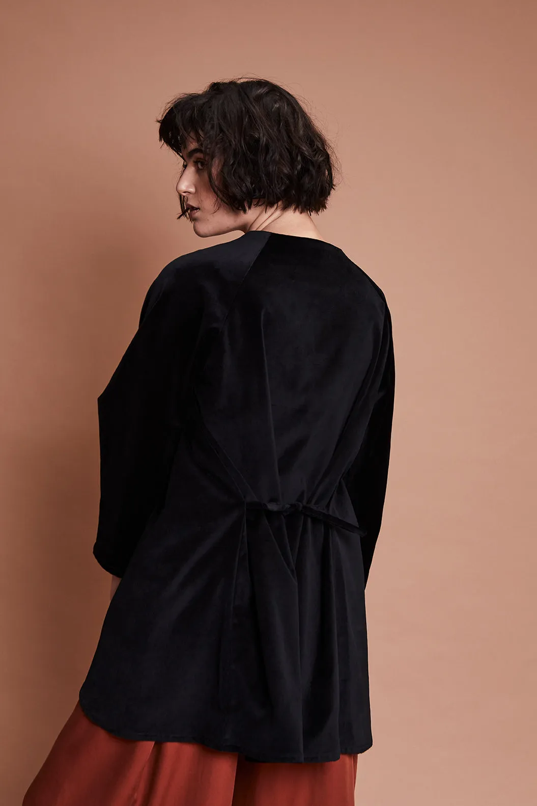 • SAMPLE • VELVET JACKET, CONVERTIBLE [ Black, Cotton ]