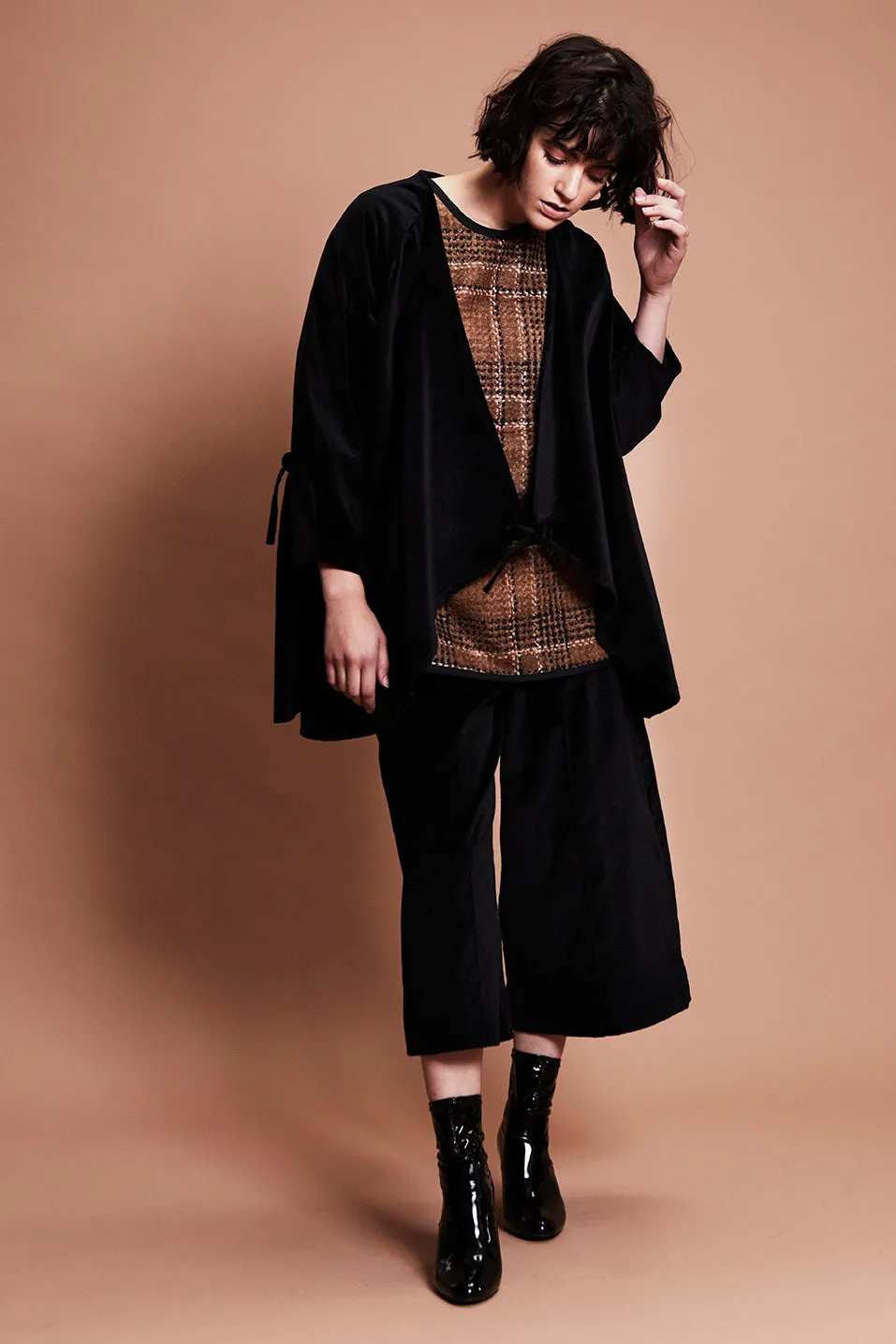 • SAMPLE • VELVET JACKET, CONVERTIBLE [ Black, Cotton ]