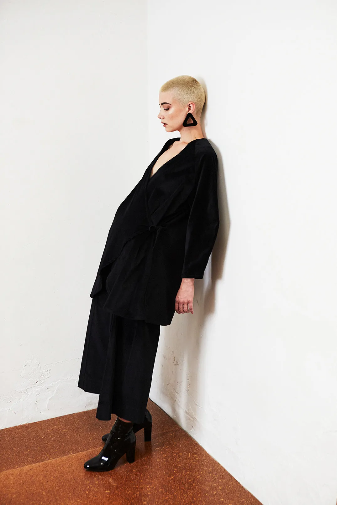• SAMPLE • VELVET JACKET, CONVERTIBLE [ Black, Cotton ]