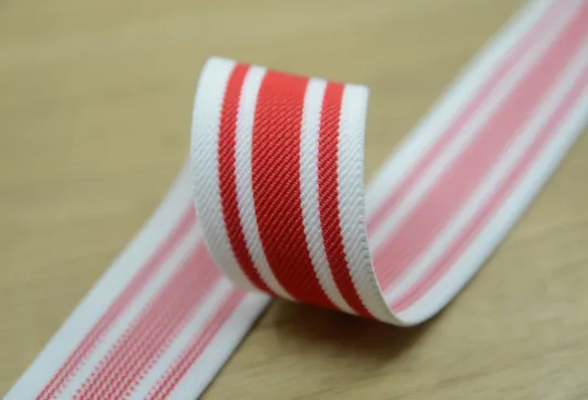 1.5" 38mm Wide White and black Striped Colored Elastic, -1 Yard