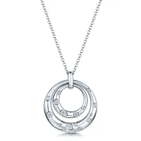 18ct White Gold Double Circle Diamond Pendant