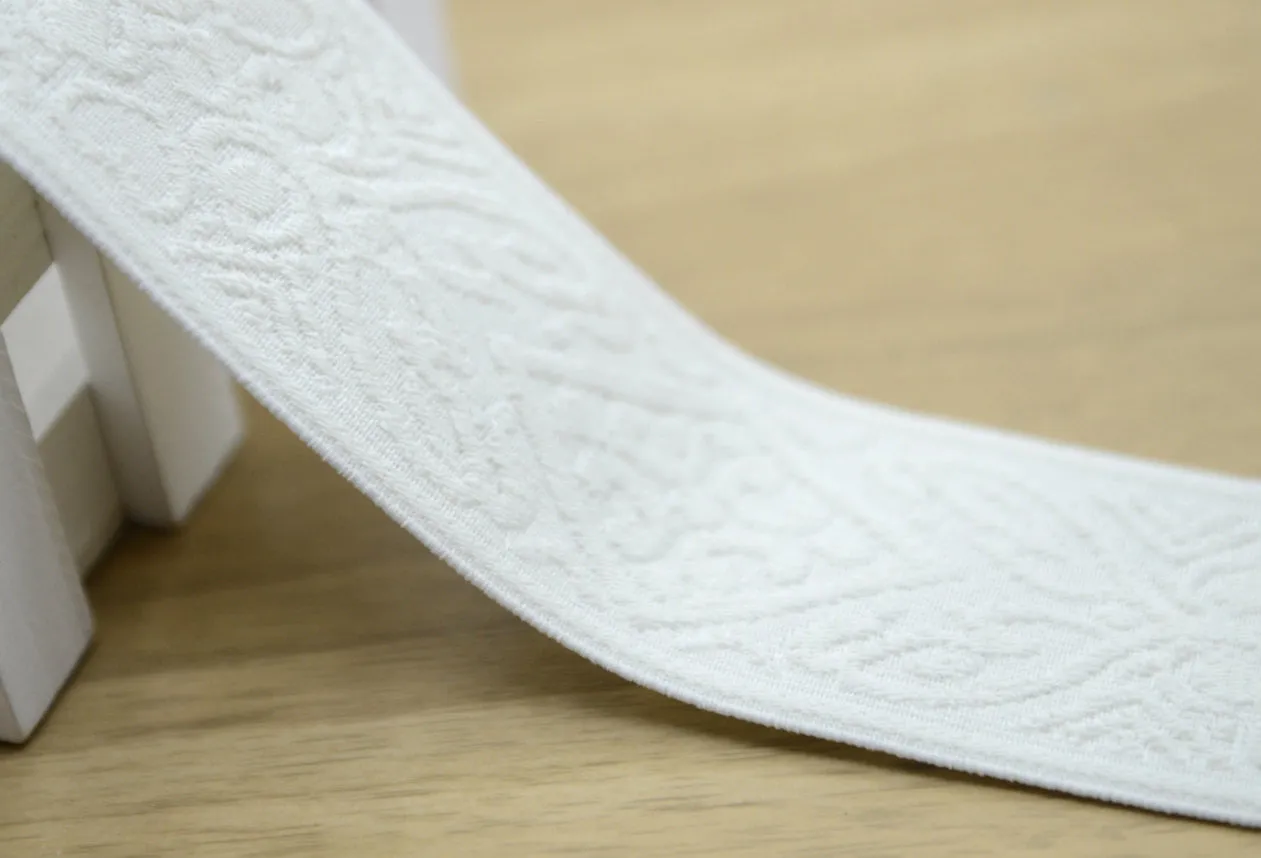 2 inch 50mm Wide Embroidery Jacquard Elastic Band - 1 Yard