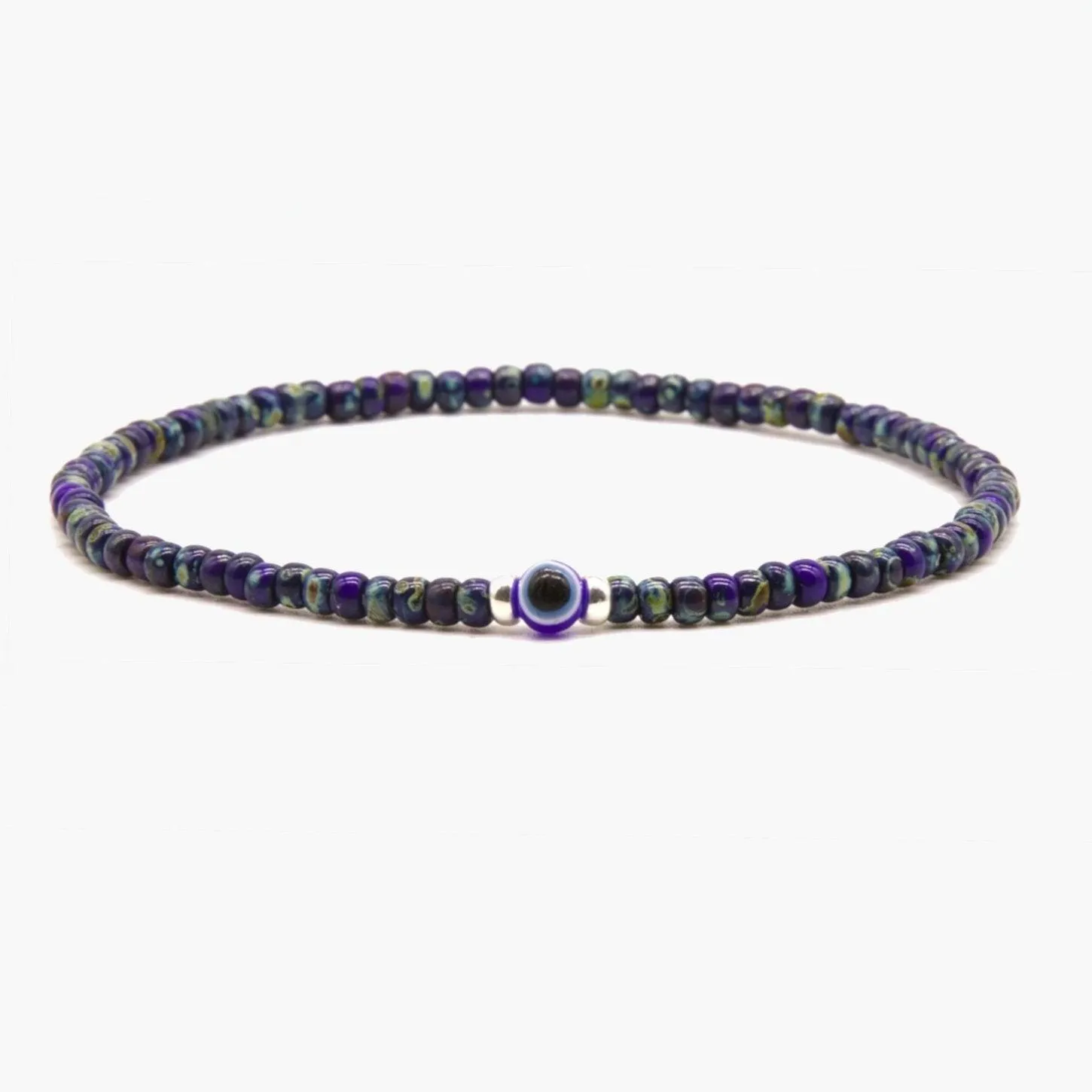 2mm Beads Dandy Bracelet (Dyed Blue/Evil Eye)