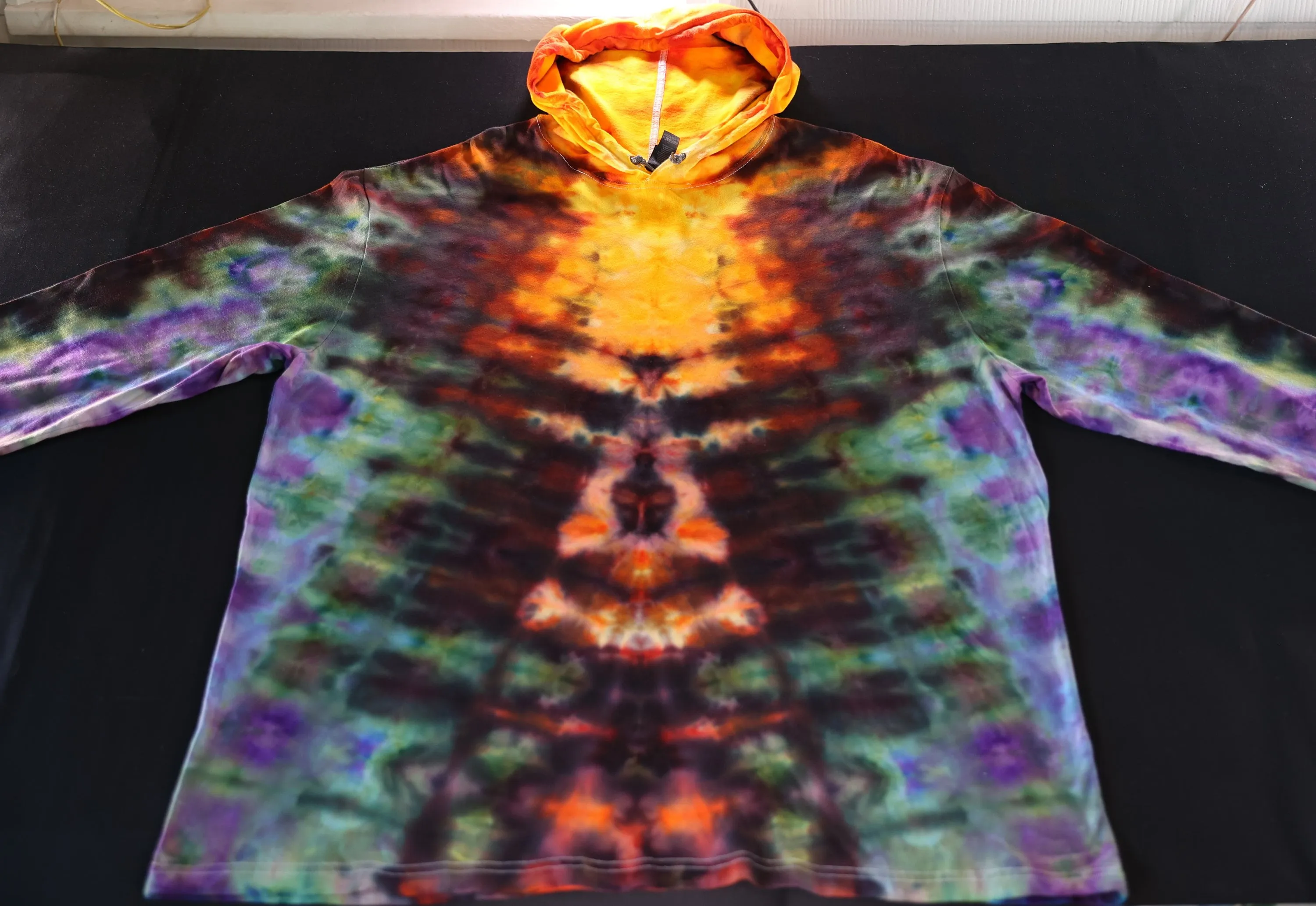 3X Glitch Variation Ice Dye Tie Dye on a Lightweight Hooded Gildan Softstyle Lightweight Hooded** Long Sleeve Shirt Read Description