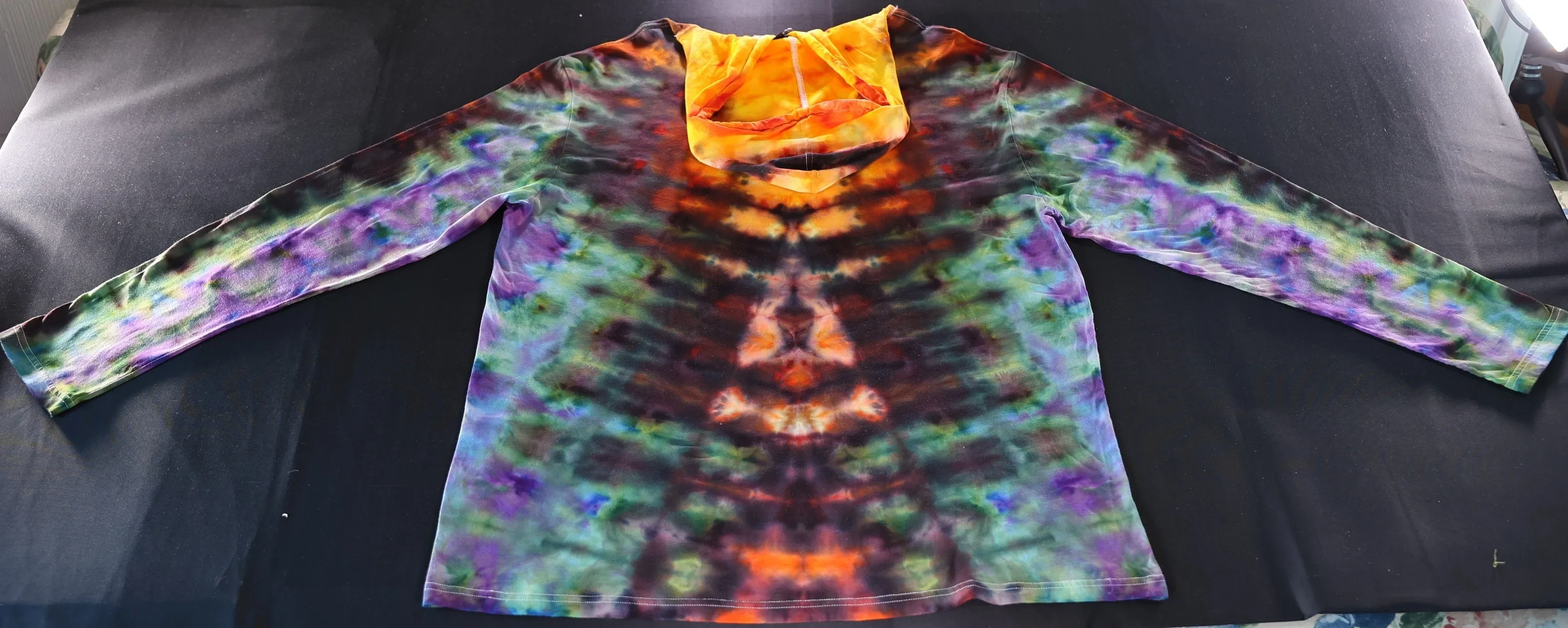 3X Glitch Variation Ice Dye Tie Dye on a Lightweight Hooded Gildan Softstyle Lightweight Hooded** Long Sleeve Shirt Read Description