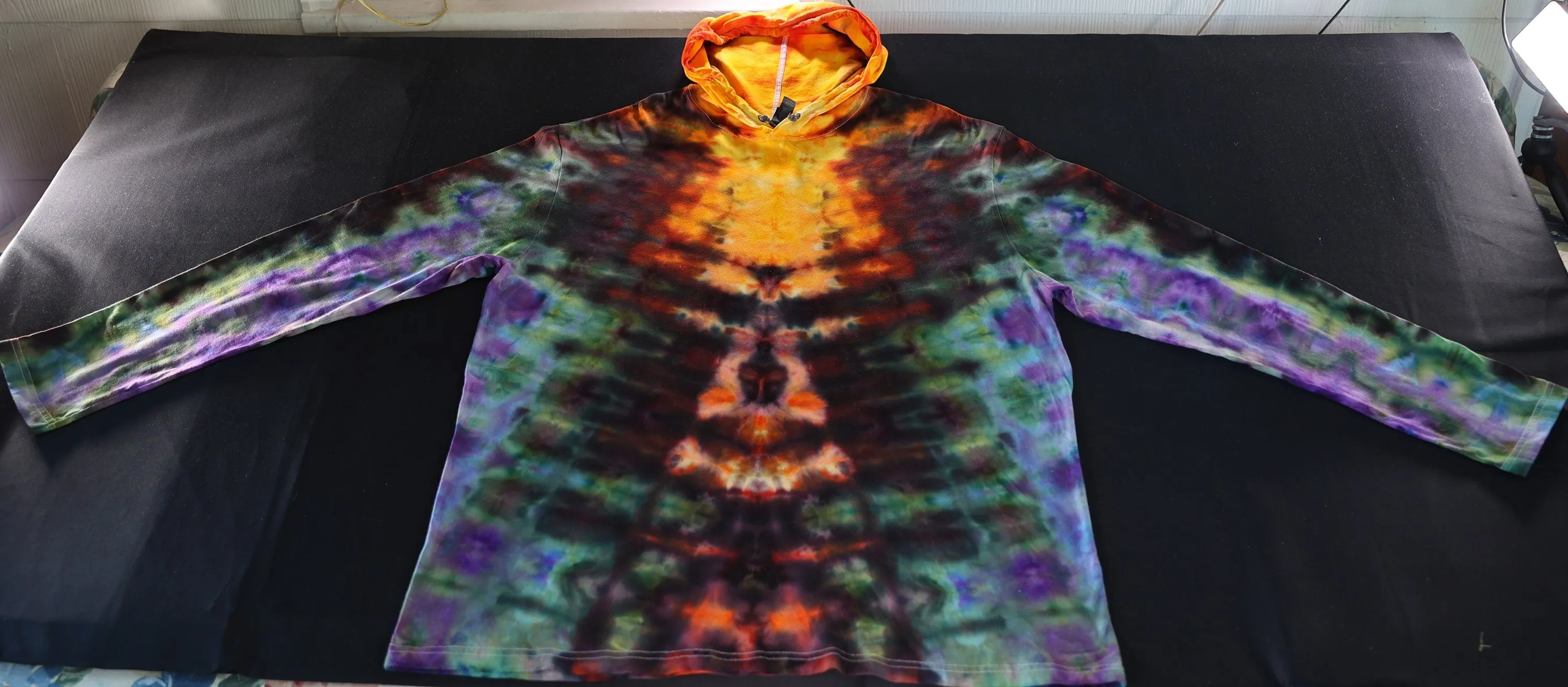 3X Glitch Variation Ice Dye Tie Dye on a Lightweight Hooded Gildan Softstyle Lightweight Hooded** Long Sleeve Shirt Read Description