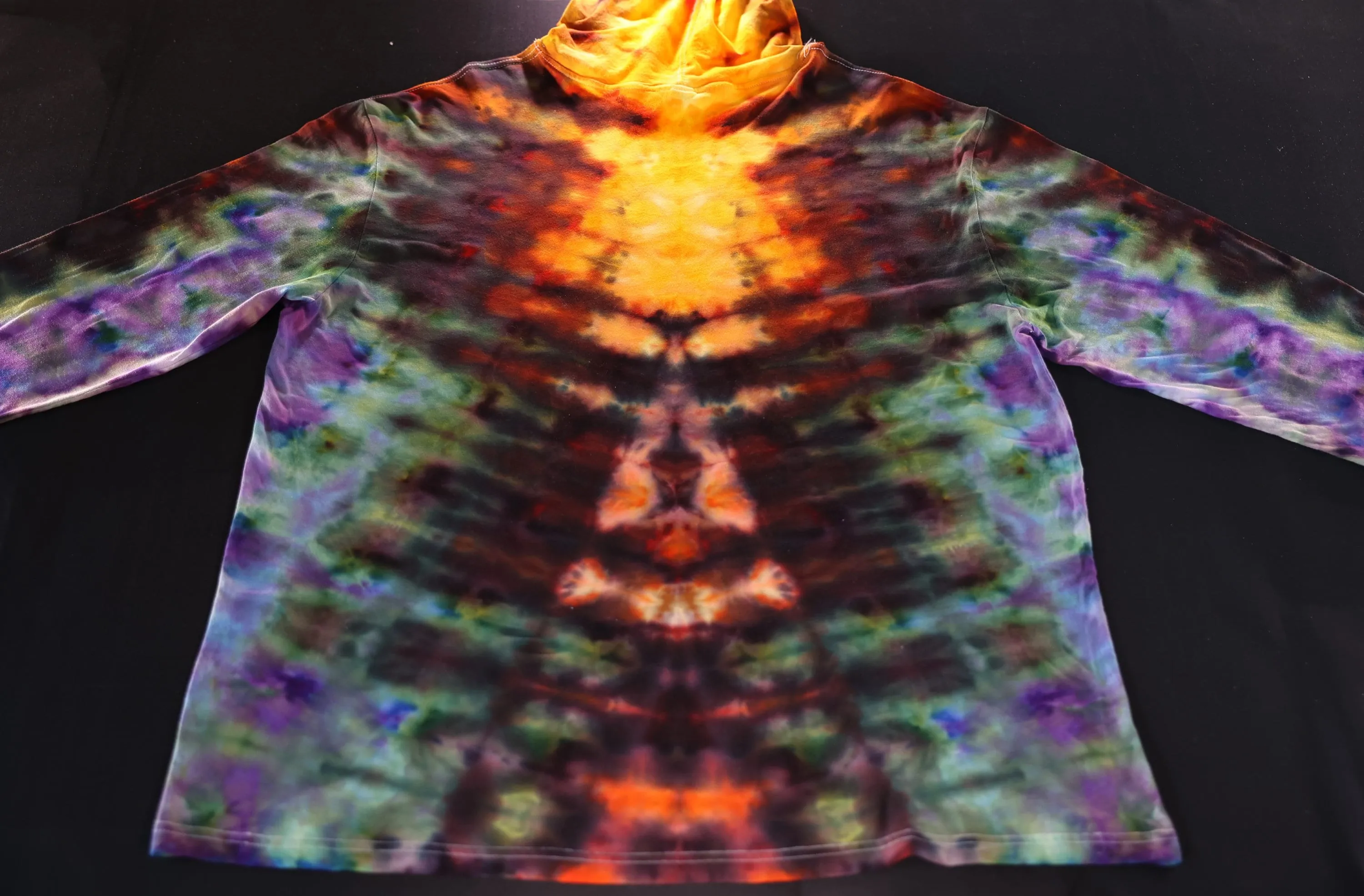 3X Glitch Variation Ice Dye Tie Dye on a Lightweight Hooded Gildan Softstyle Lightweight Hooded** Long Sleeve Shirt Read Description