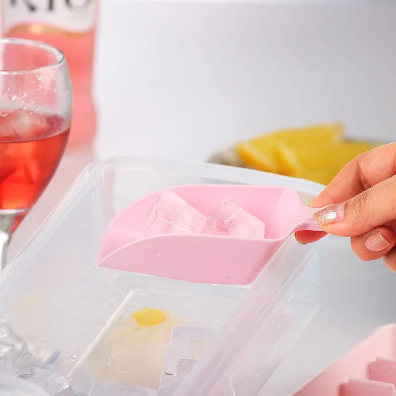 55 Grids Ice Cube Tray Mould | With Lid & Storage Box | Scoop Set | Pink