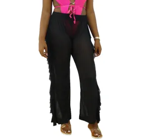 60050, Aruba Blue, Mesh Pants W/Side Ruffles