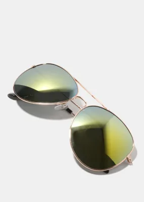 A  Retro Reflective Aviator Sunglasses