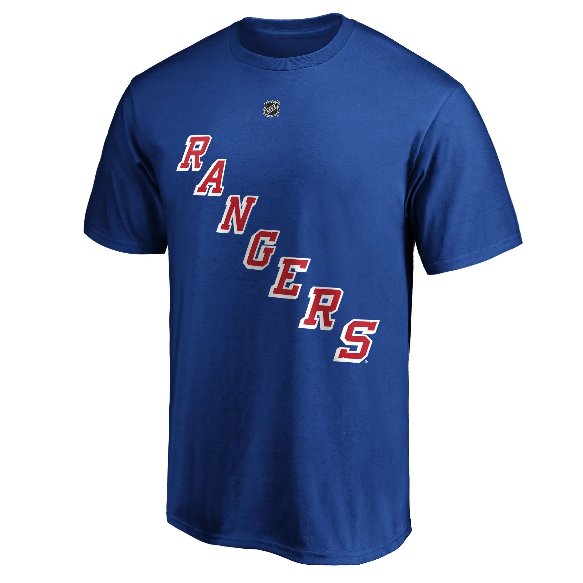 Alexis Lafreniere New York Rangers Logo Fanatics Branded Authentic Stack Name and Number - T-Shirt - Royal