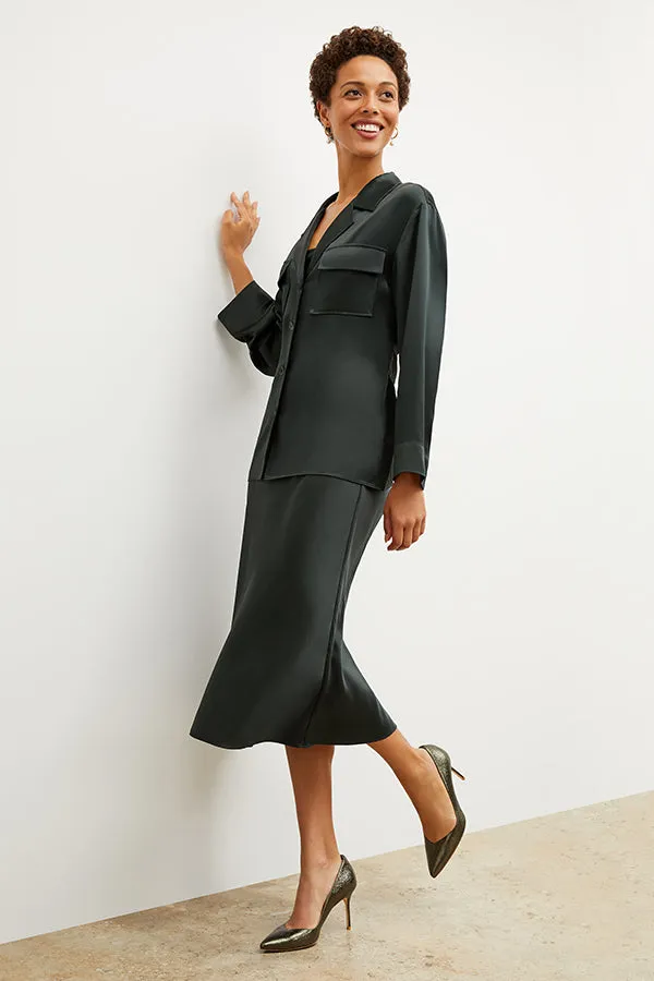 Alyssa Jacket - Washable Silk Charmeuse :: Hunter