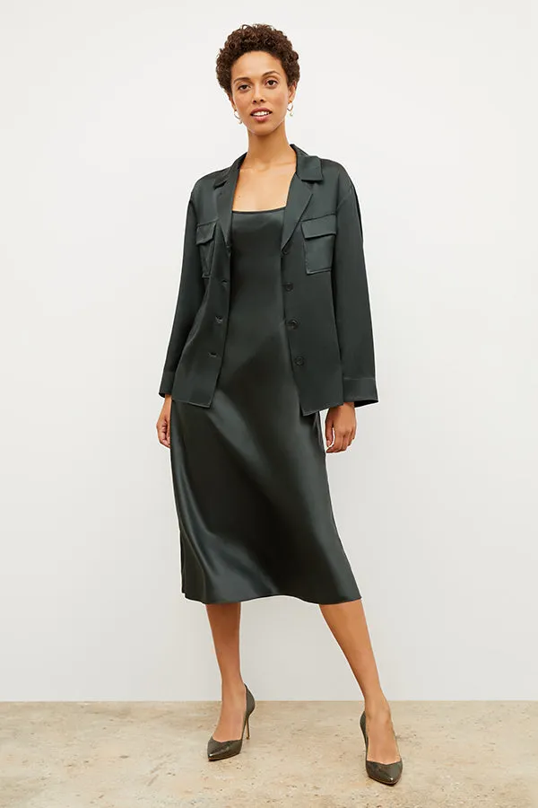 Alyssa Jacket - Washable Silk Charmeuse :: Hunter