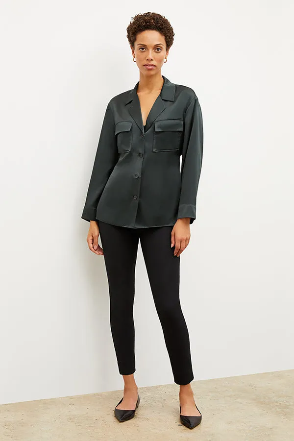 Alyssa Jacket - Washable Silk Charmeuse :: Hunter