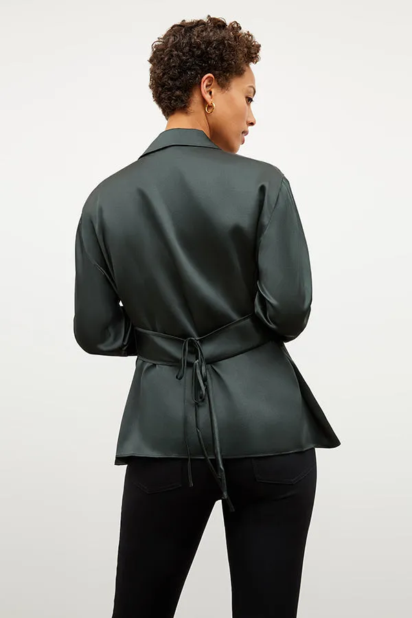 Alyssa Jacket - Washable Silk Charmeuse :: Hunter