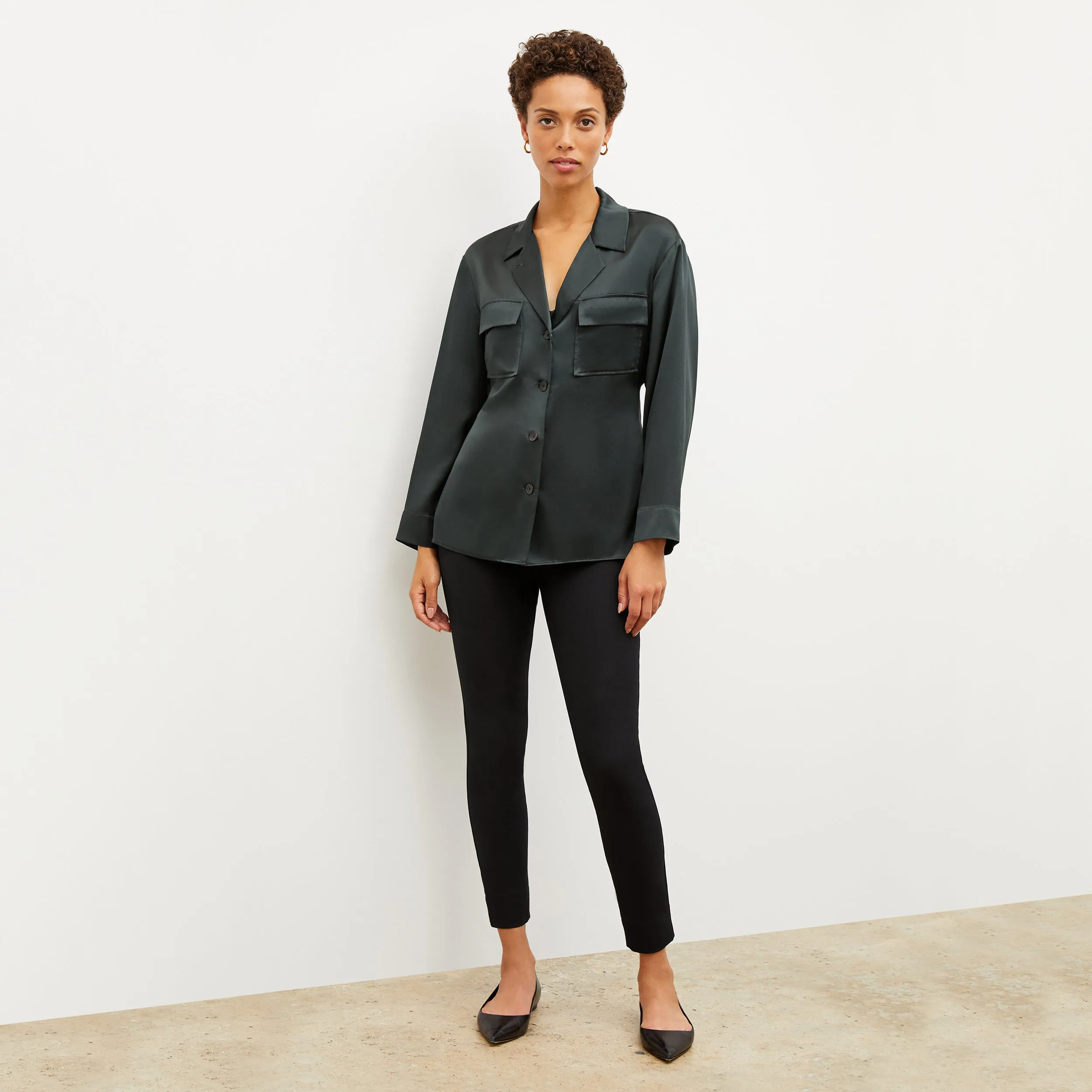 Alyssa Jacket - Washable Silk Charmeuse :: Hunter