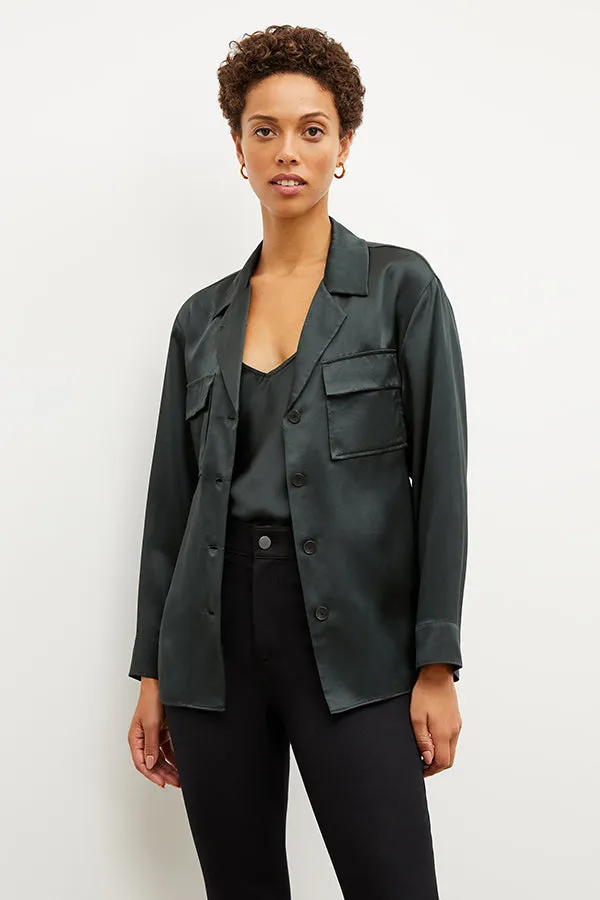 Alyssa Jacket - Washable Silk Charmeuse :: Hunter