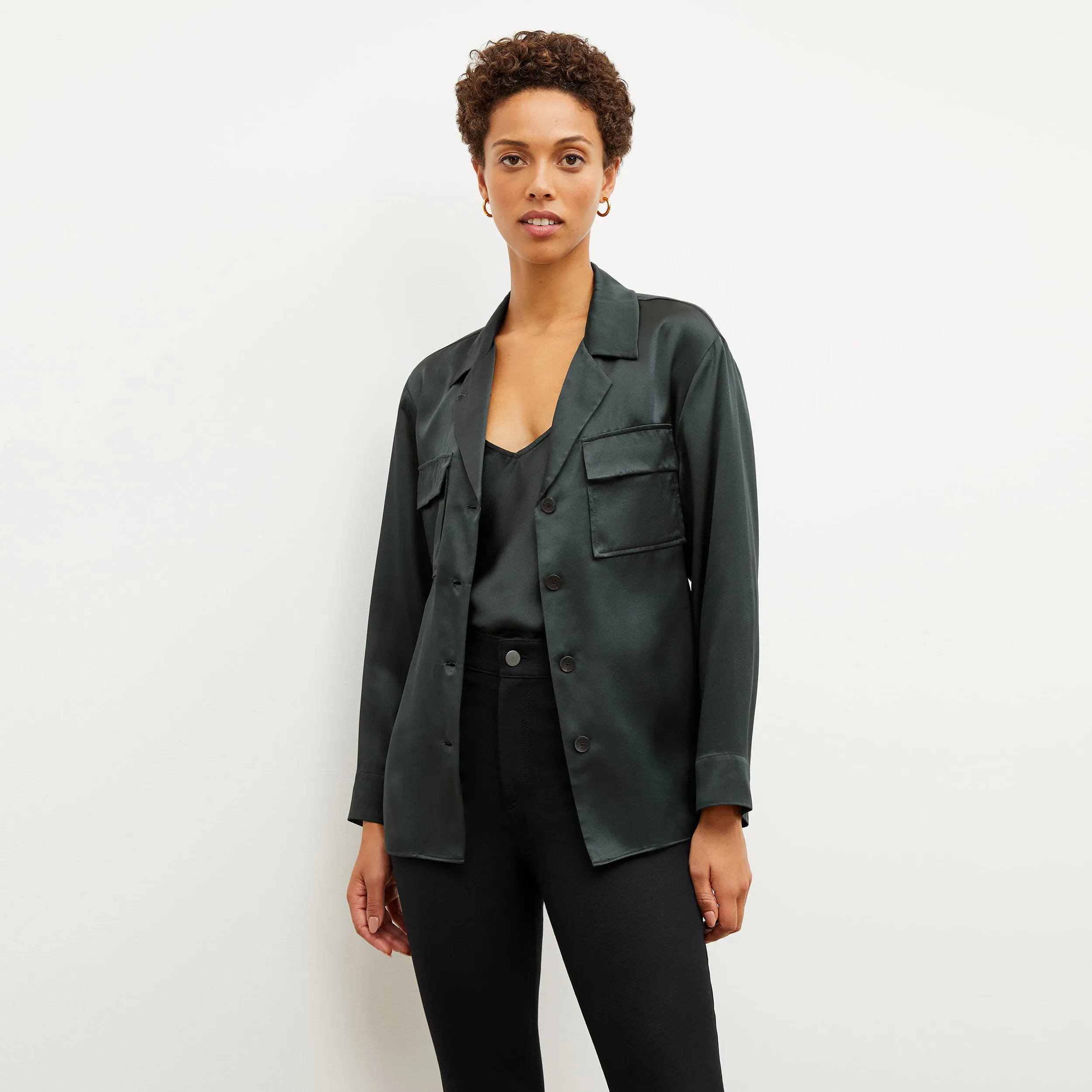 Alyssa Jacket - Washable Silk Charmeuse :: Hunter