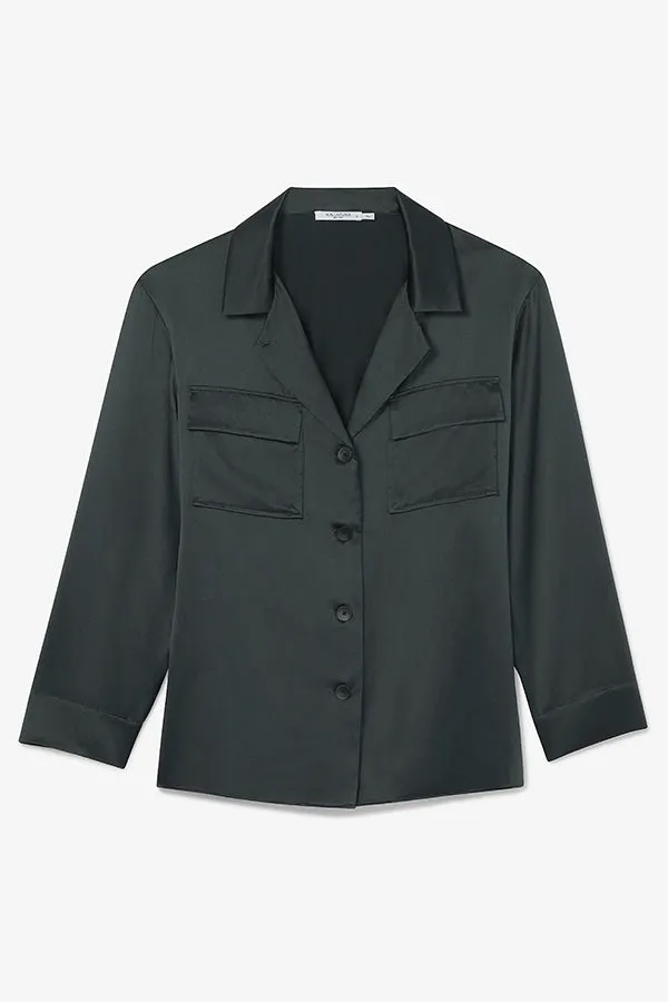 Alyssa Jacket - Washable Silk Charmeuse :: Hunter