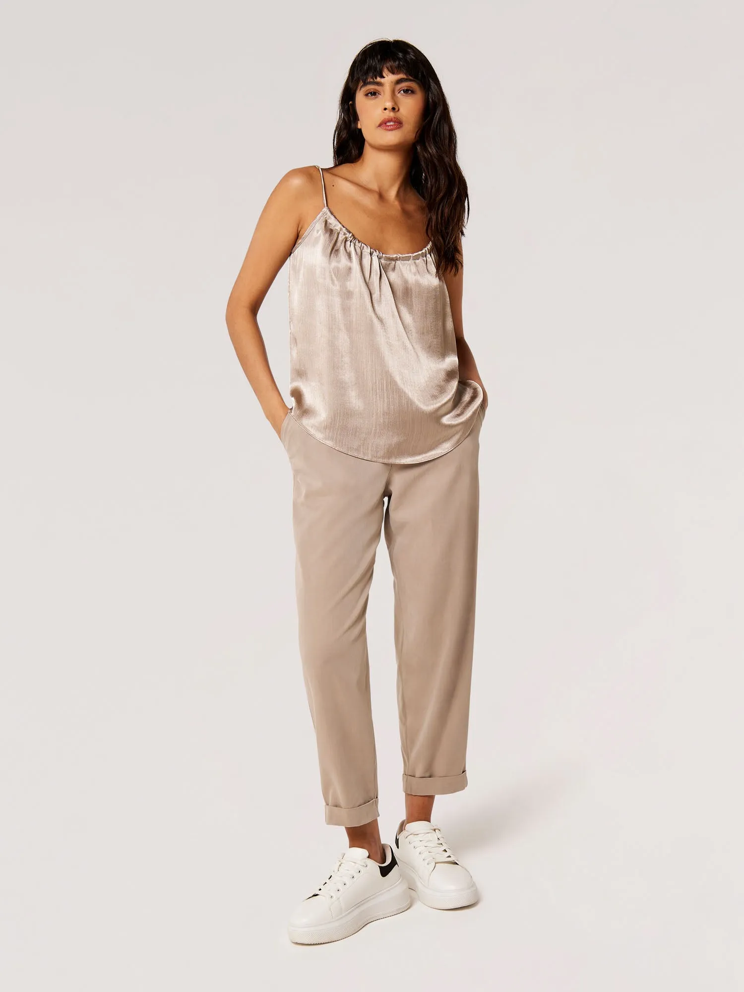 Apricot Textured Satin Camisole Top