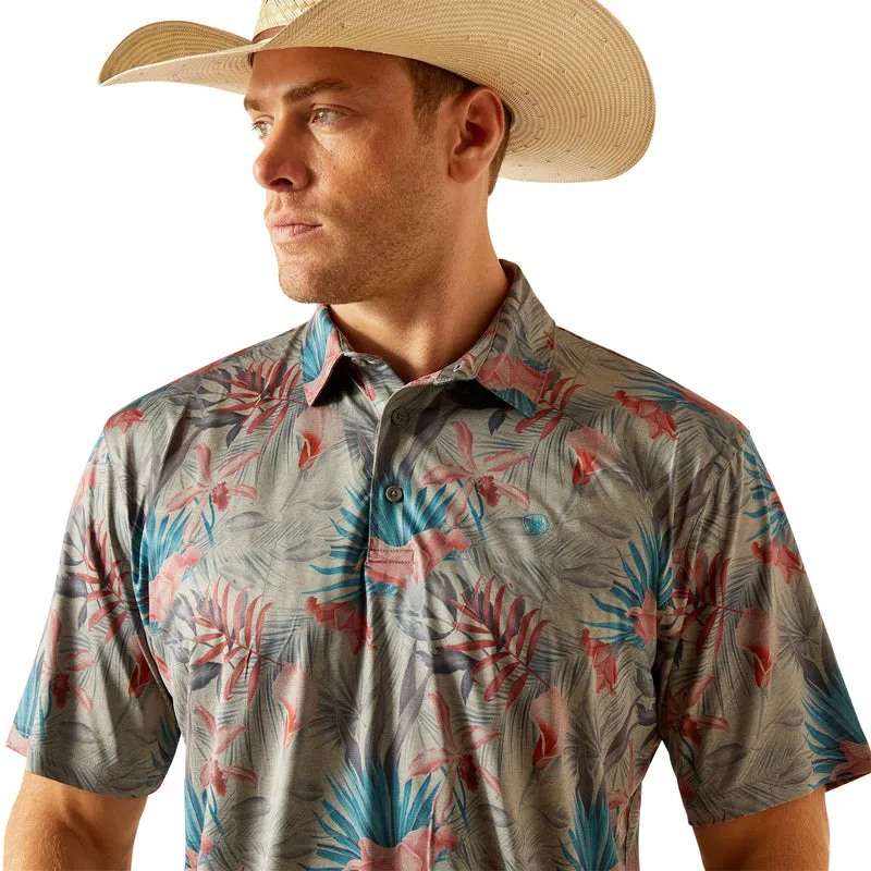 'Ariat' Men's Charger 2.0 Printed Polo - Grey Heather