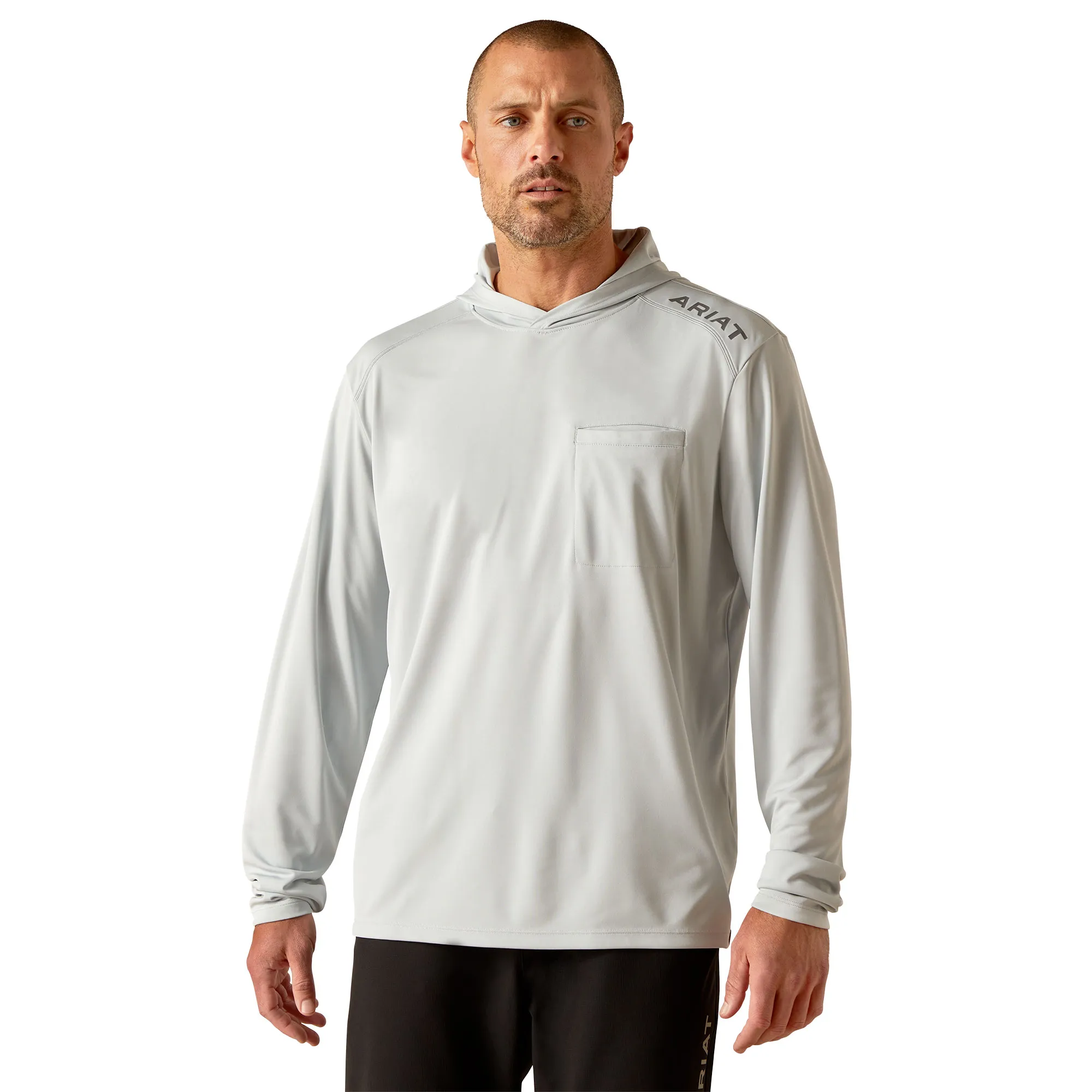 Ariat Men's Rebar Sunblocker Pearl Grey Hooded T-Shirt