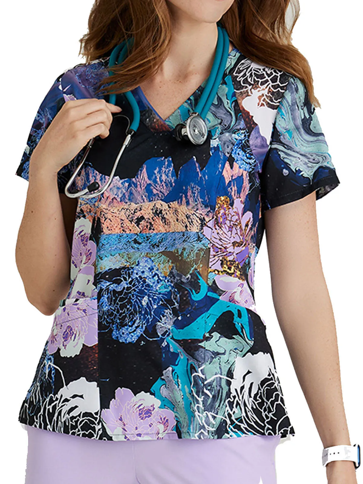 Barco One - Women’s Thrive Print V-Neck Scrub Top