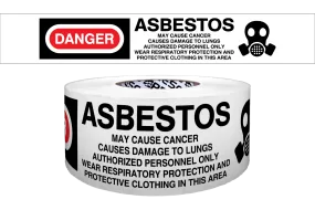 BARRIER TAPE DANGER ASBESTOS HAZARD White/Bkl/Red