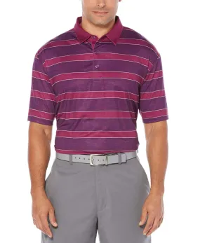 Big & Tall Opti-Dri Heathered Rugby Stripe Polo