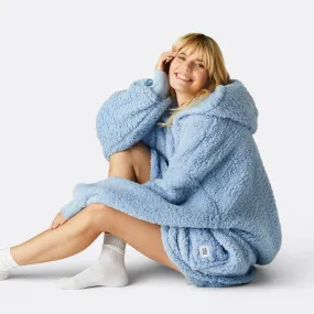 Sure! Blue Sherpa HappyHoodie: Cozy and Comfortable