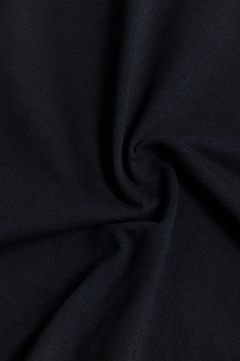 Black Full Sleeves 4-way Stretch Crew Neck T-Shirt