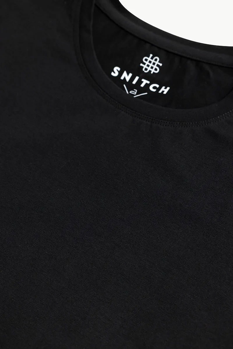Black Full Sleeves 4-way Stretch Crew Neck T-Shirt