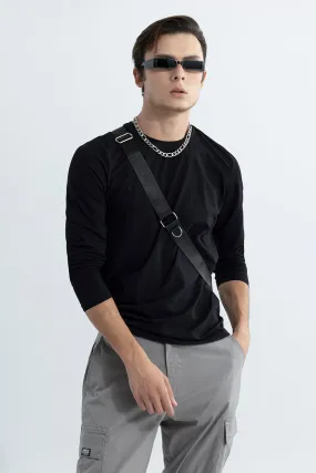 Black Full Sleeves 4-way Stretch Crew Neck T-Shirt