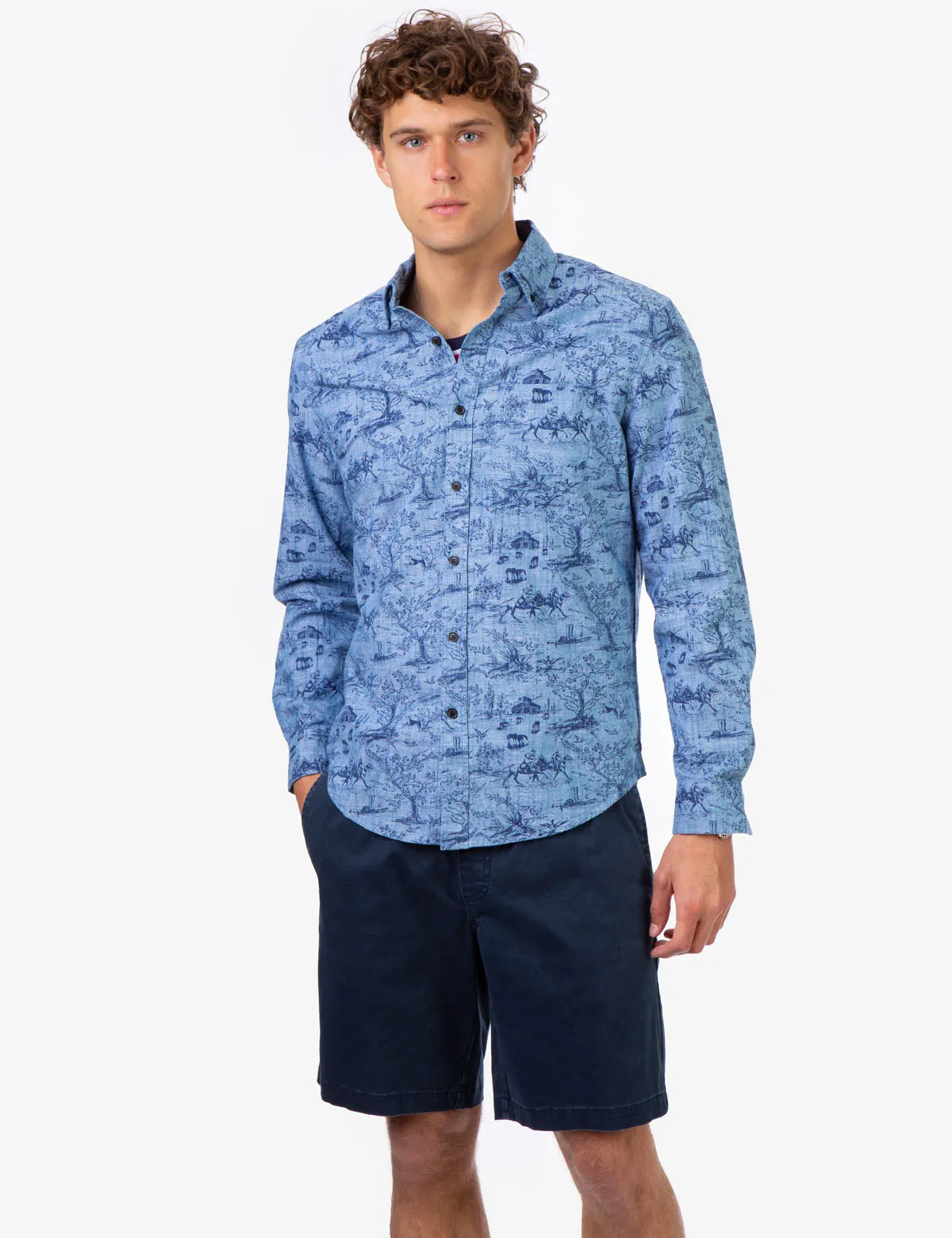 BLACK MALLET ALL OVER POLO PRINT SHIRT