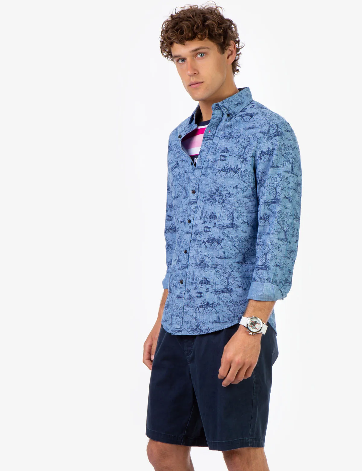 BLACK MALLET ALL OVER POLO PRINT SHIRT