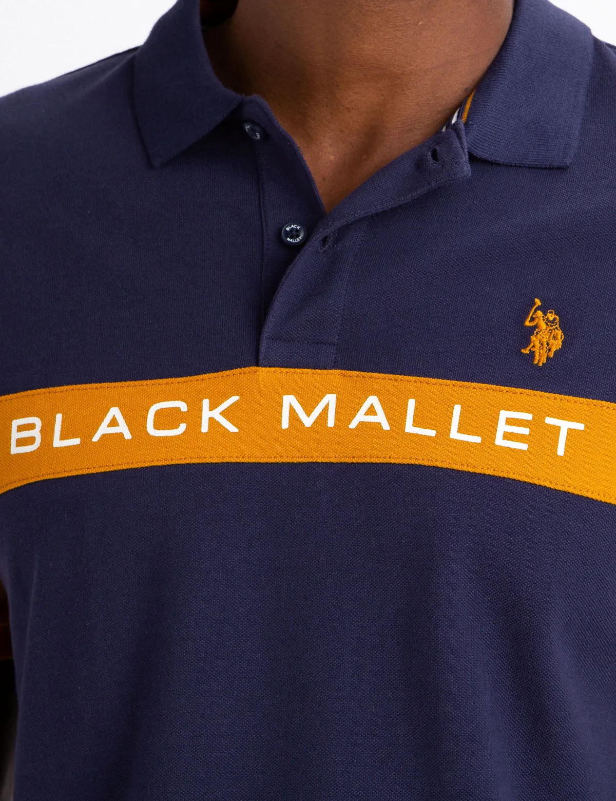 BLACK MALLET CLASSIC FIT CHEST STRIPE POLO SHIRT