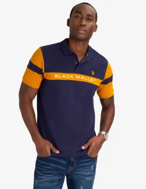 BLACK MALLET CLASSIC FIT CHEST STRIPE POLO SHIRT