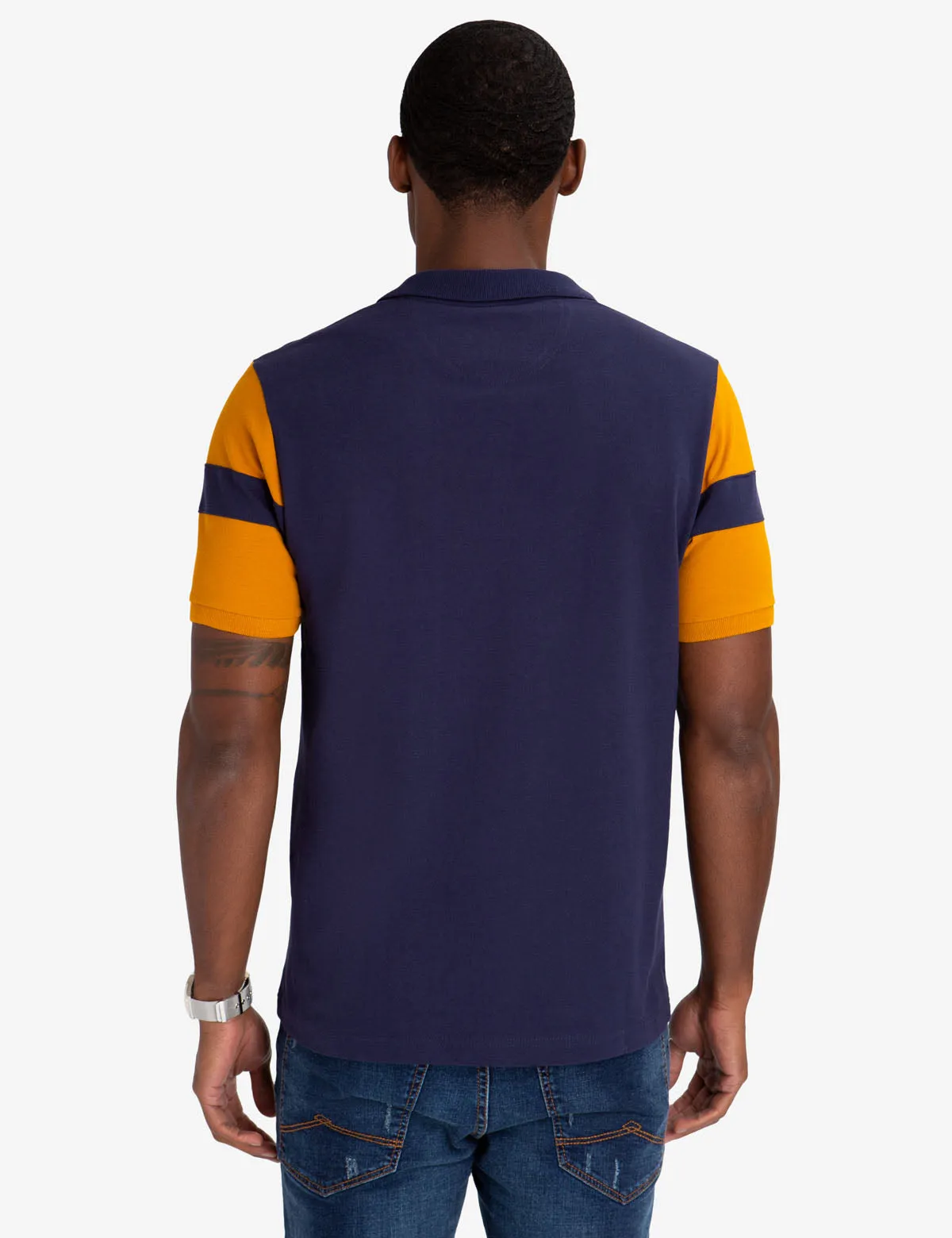 BLACK MALLET CLASSIC FIT CHEST STRIPE POLO SHIRT