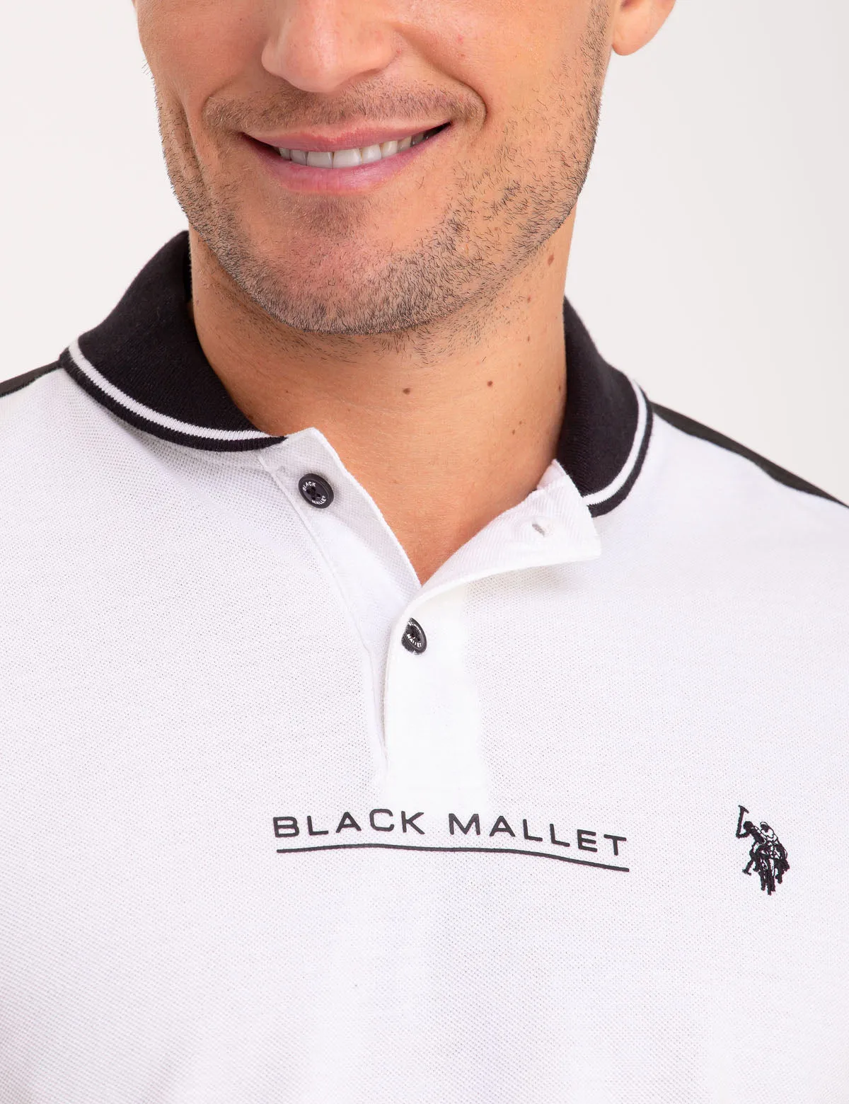 BLACK MALLET SHAWL COLLAR POLO SHIRT