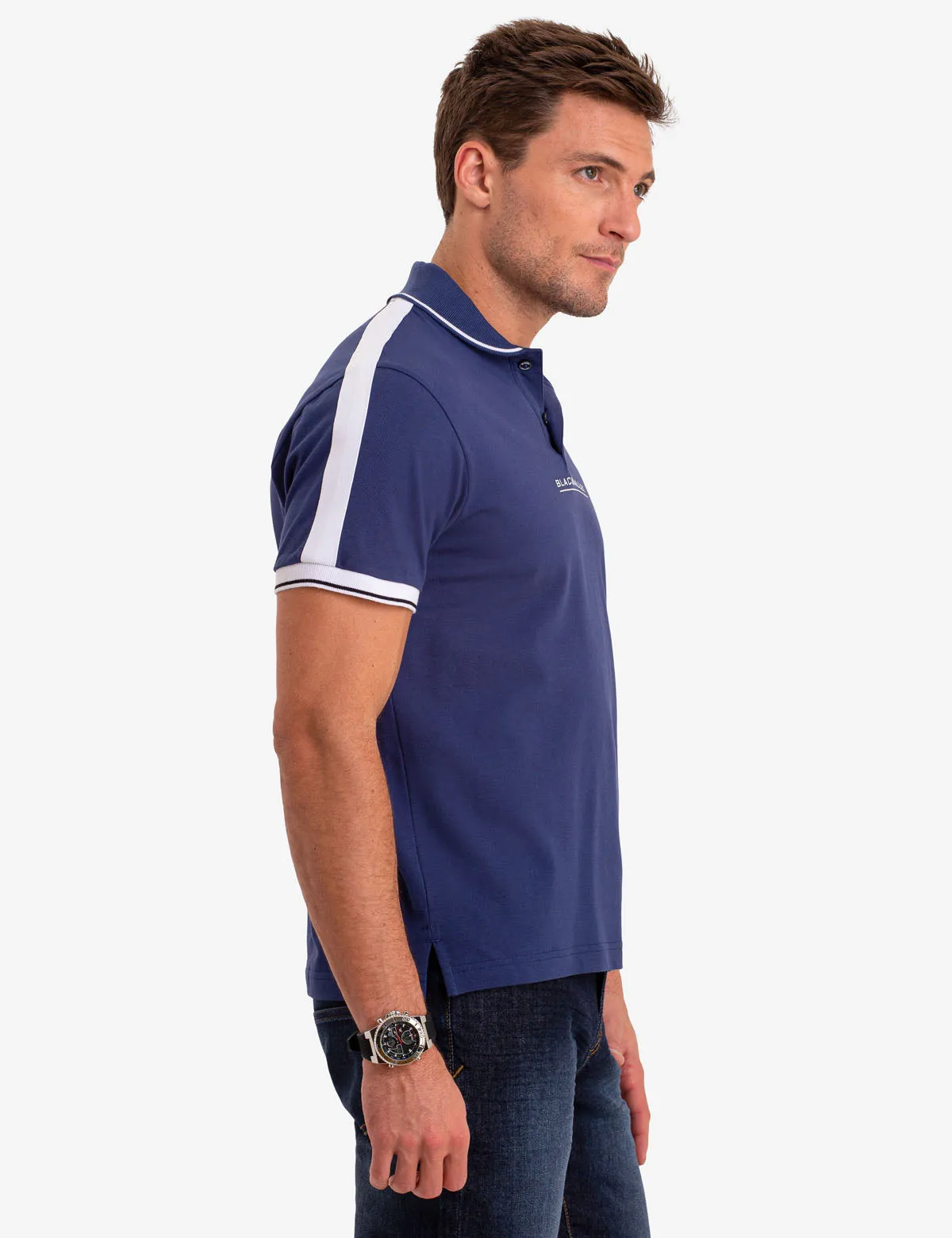 BLACK MALLET SHAWL COLLAR POLO SHIRT