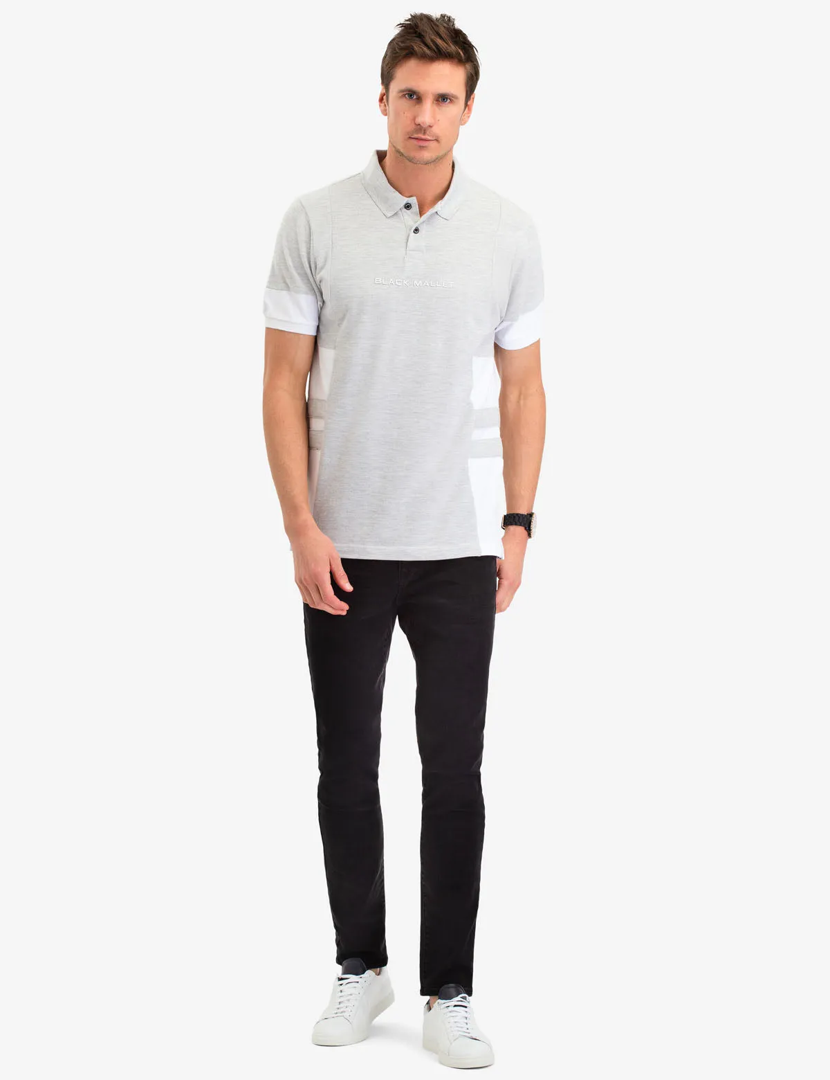 BLACK MALLET SIZE STRIPE POLO SHIRT