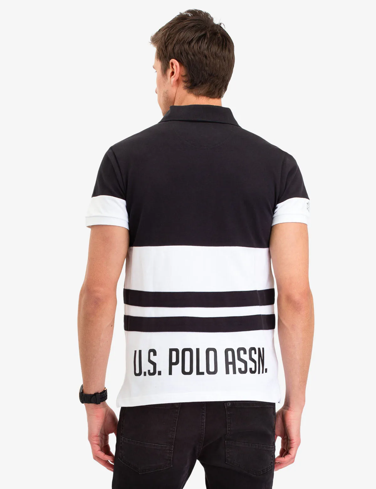 BLACK MALLET SIZE STRIPE POLO SHIRT