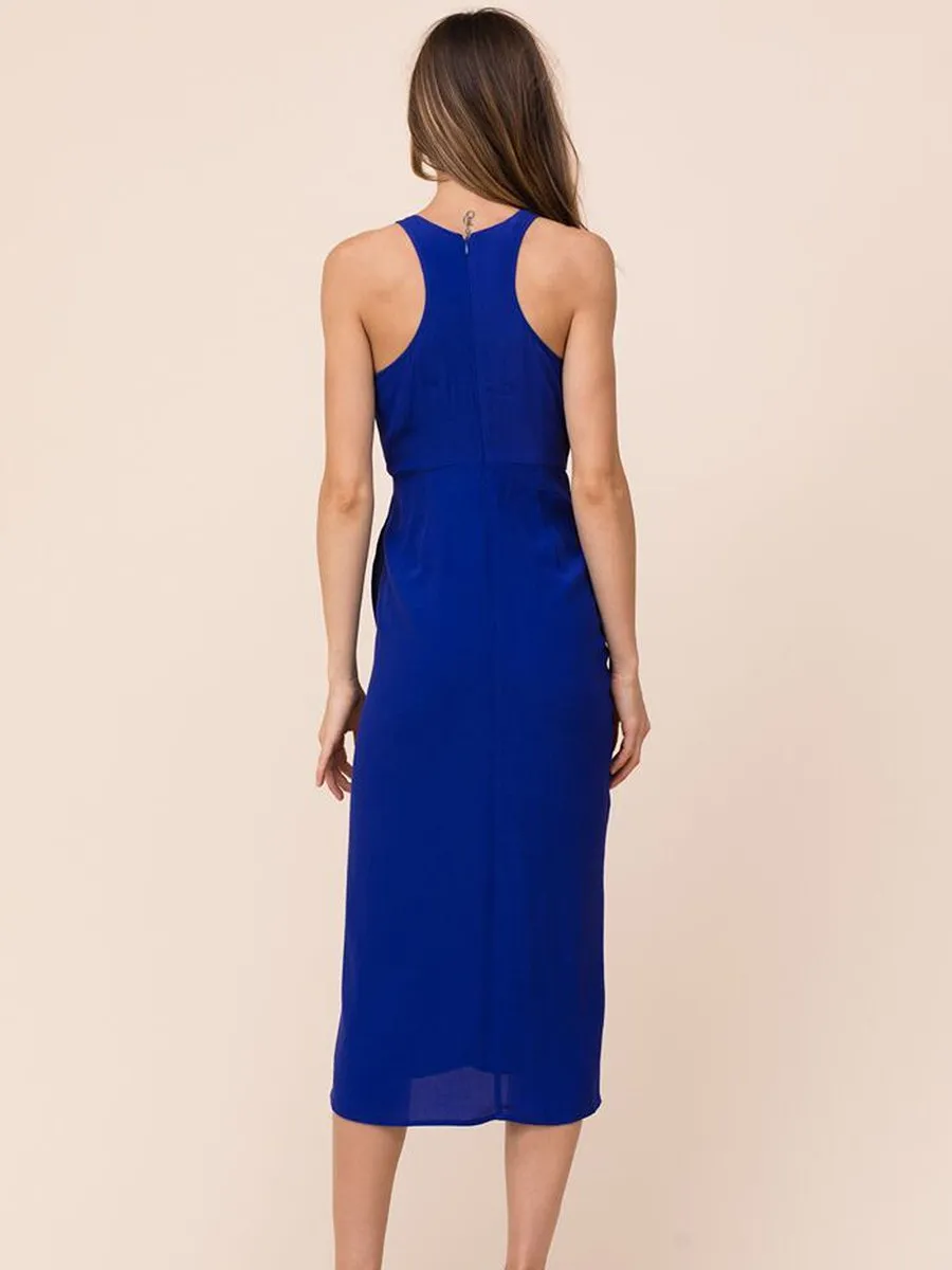 Black So Social Round Neck Sleeveless Irregular Hem Midi Dress