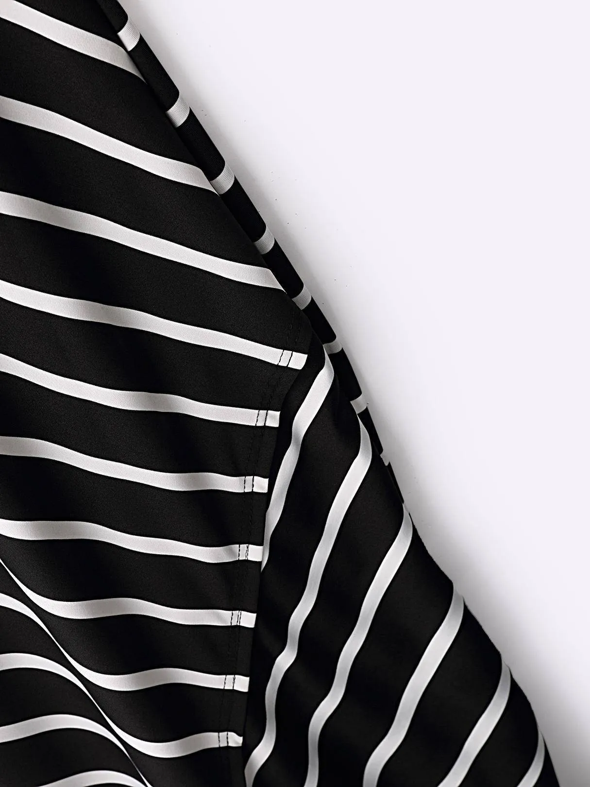 Black Striped Scoop Neck Asymmetrical Maxi Dress
