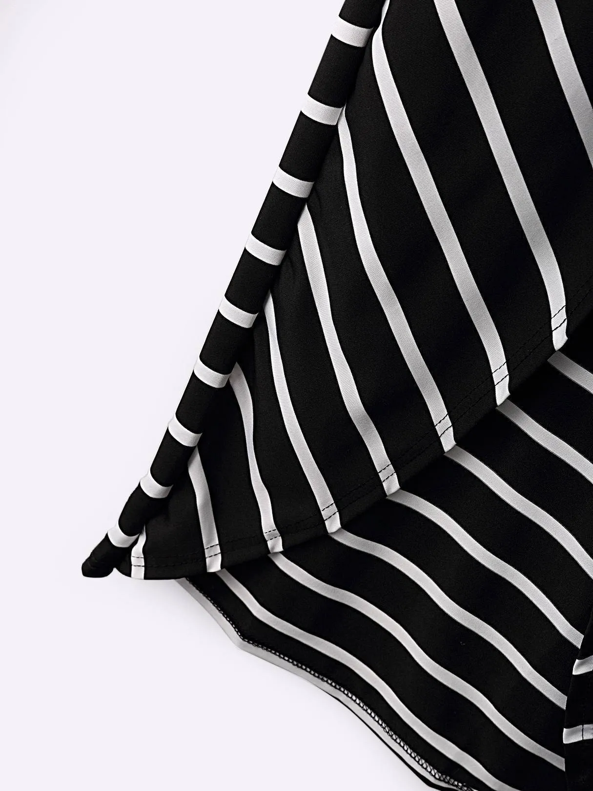 Black Striped Scoop Neck Asymmetrical Maxi Dress