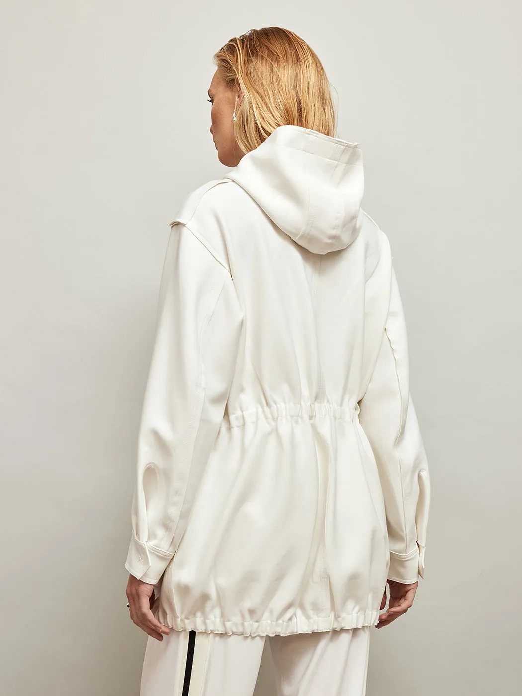 Bonded Hooded Cargo Jacket - Snow White