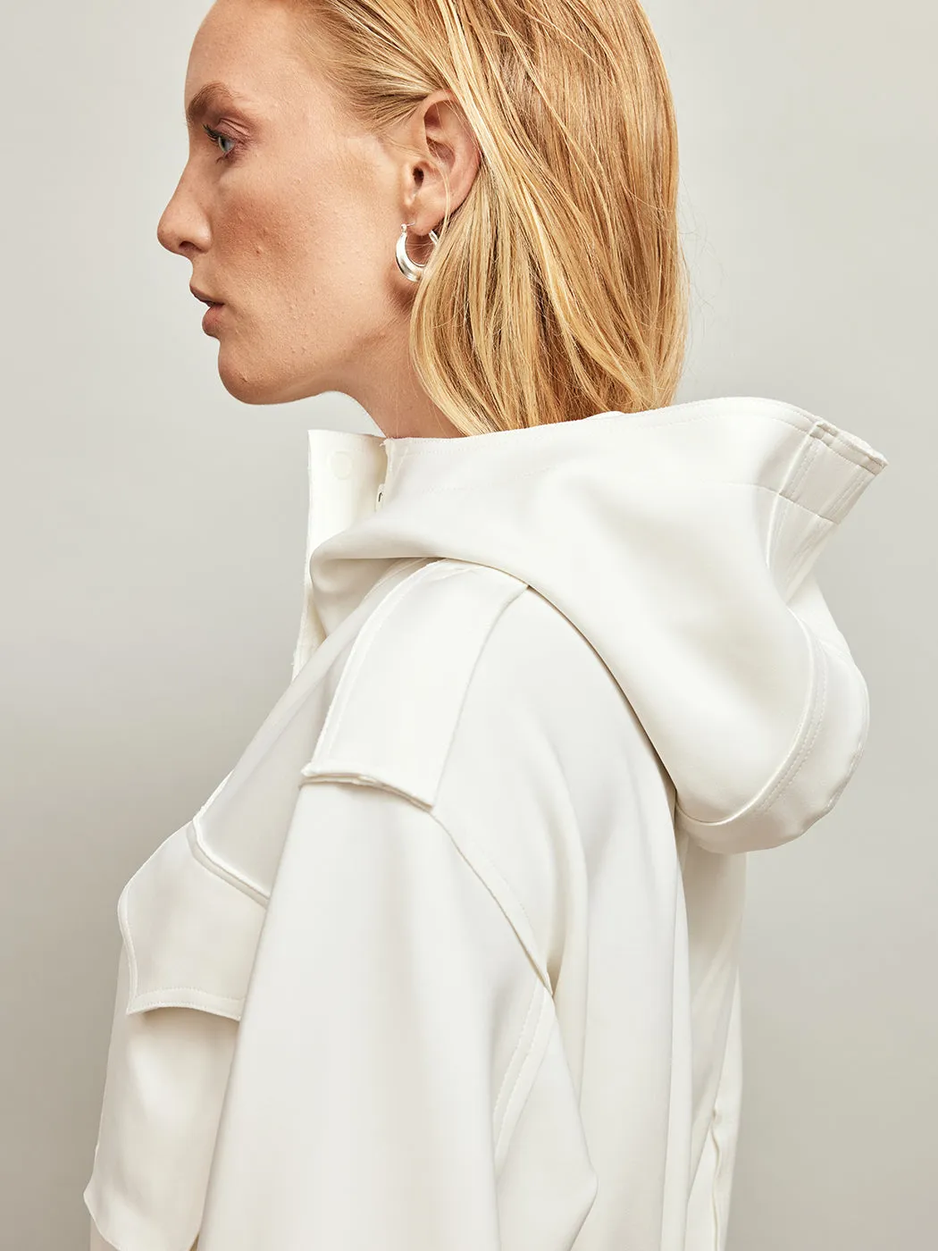 Bonded Hooded Cargo Jacket - Snow White